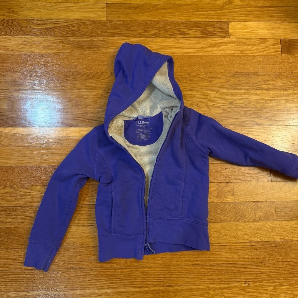L.L. Bean Kids Fleece Lined Hoodie Full-Zip Sweatshirt Indigo/Purple- Size M5-6